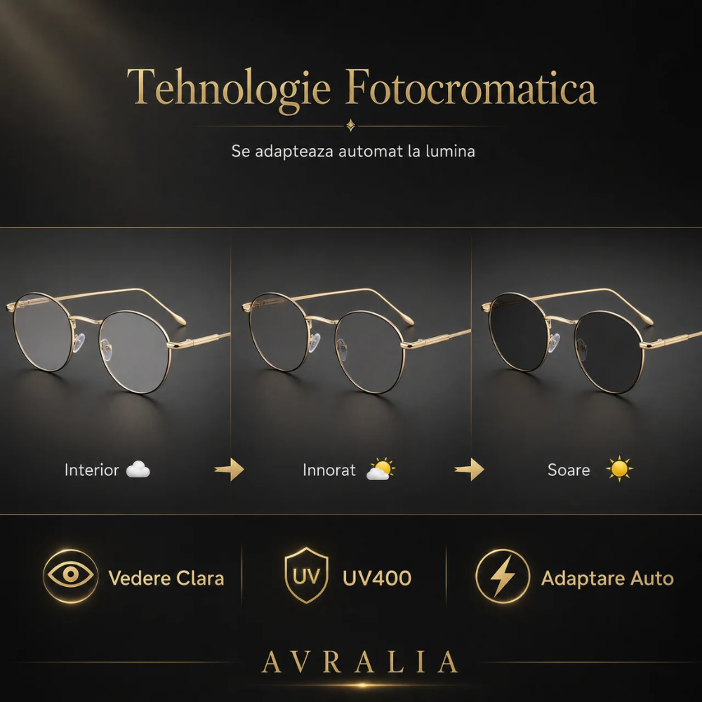 Ochelari Heliomati Damă Rotunzi Vintage – Ramă Aurie
