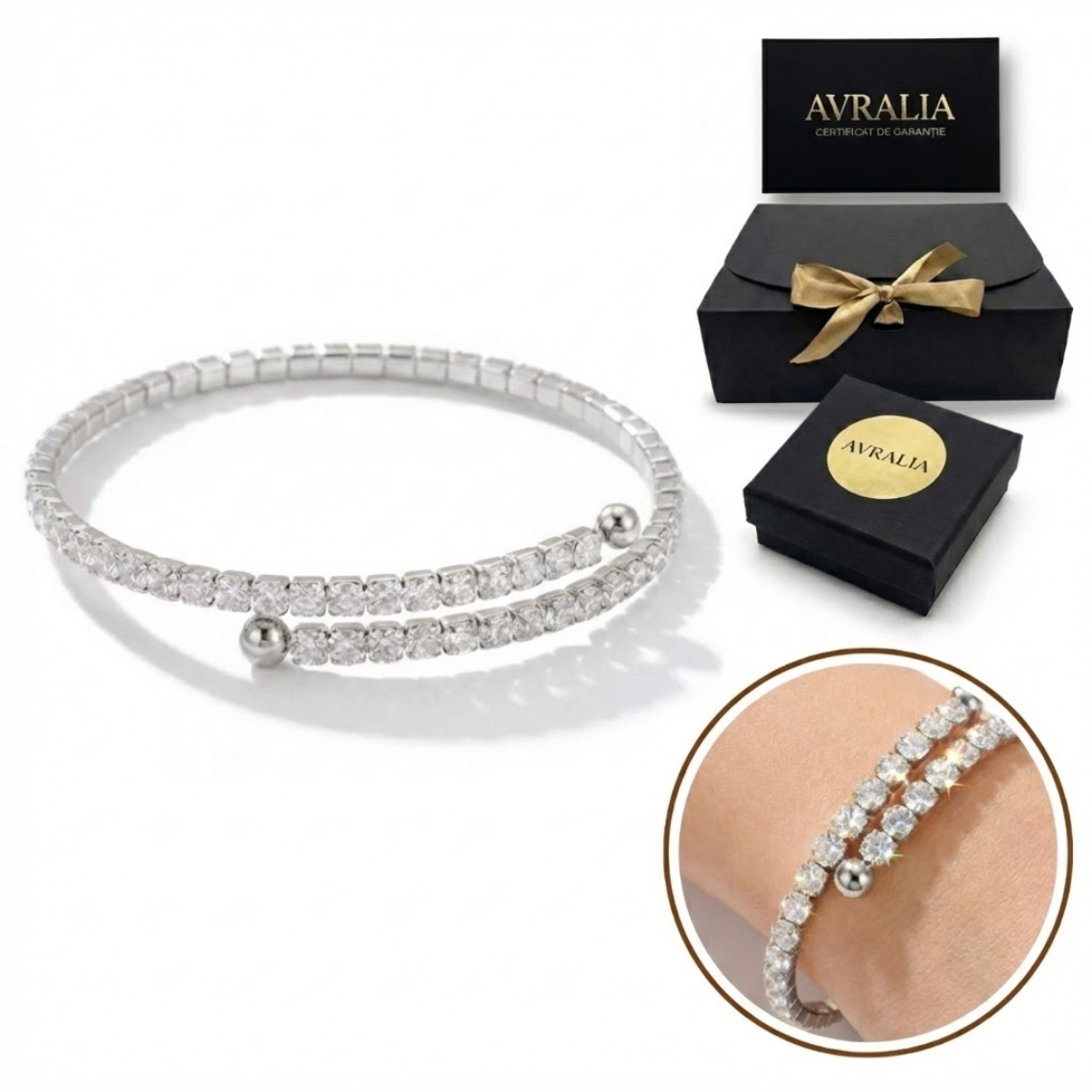 Bratara Tennis Placata cu Aur de 18k si Cristale Zirconiu