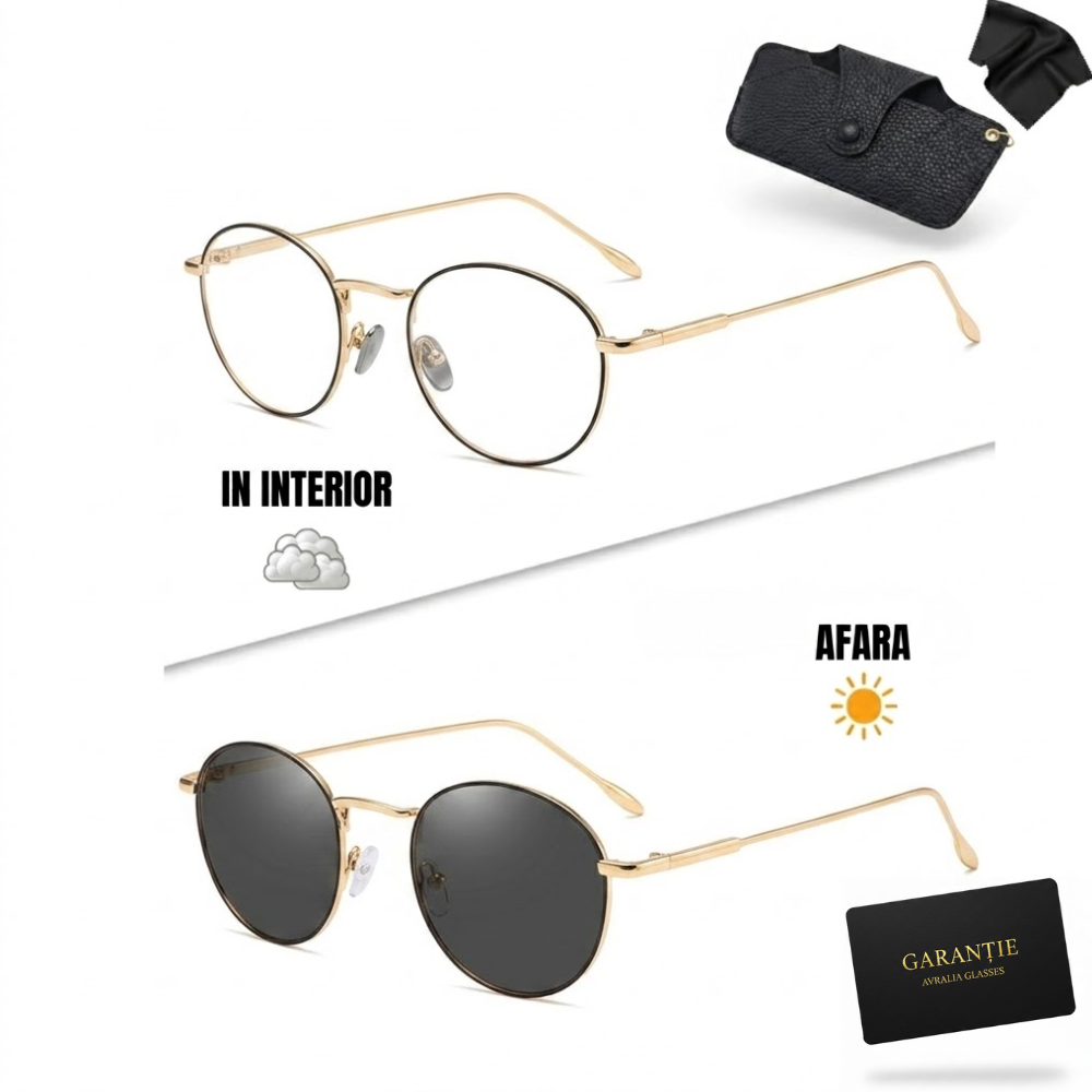 Ochelari Heliomati Damă Rotunzi Vintage – Ramă Aurie