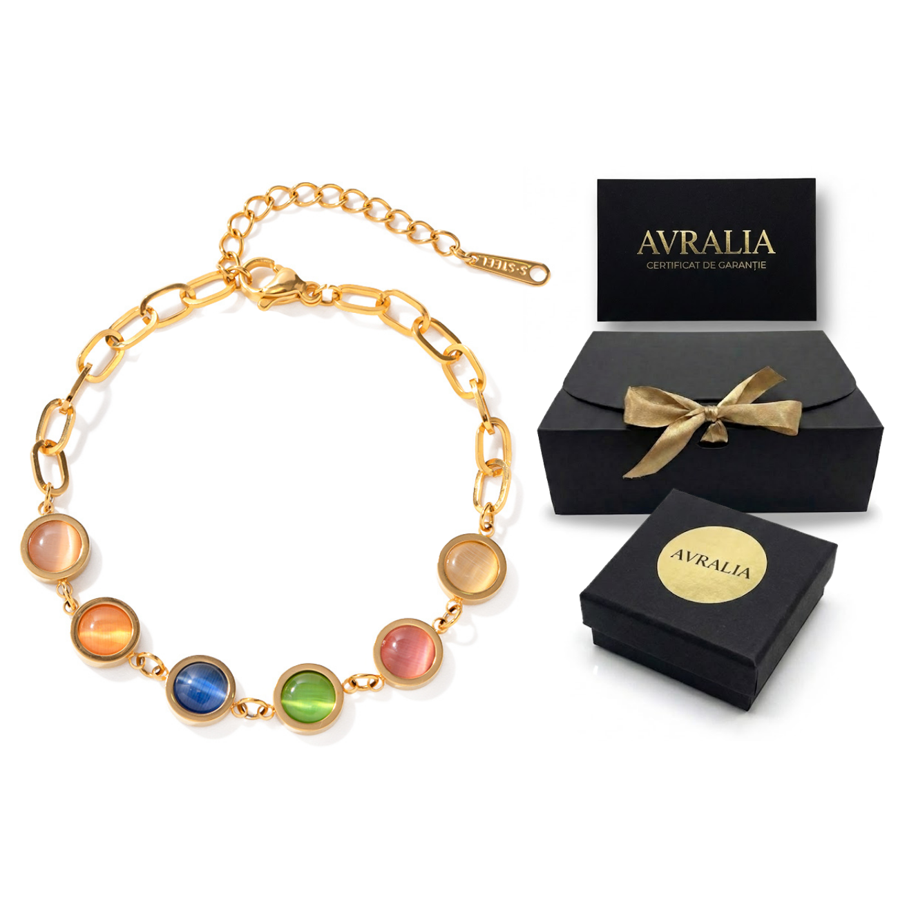 🎁 Brățară Pietre Multicolore – Placata cu Aur 18K (100% off)