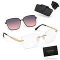 Rame de Ochelari Damă Rimless Auriu cu Clip Soare Magnetic Roz