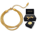 Set 3 Brățări Herringbone Triple – Placate cu Aur 18K