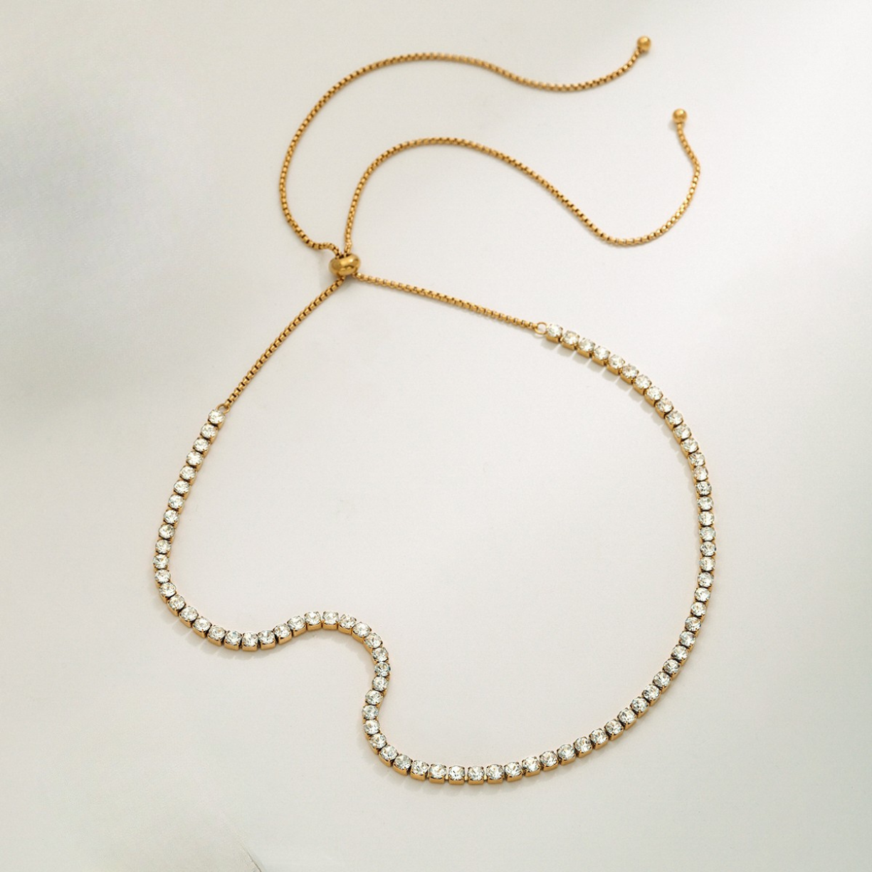 Colier Tennis Placat cu Aur 18K si Cristale Zirconiu