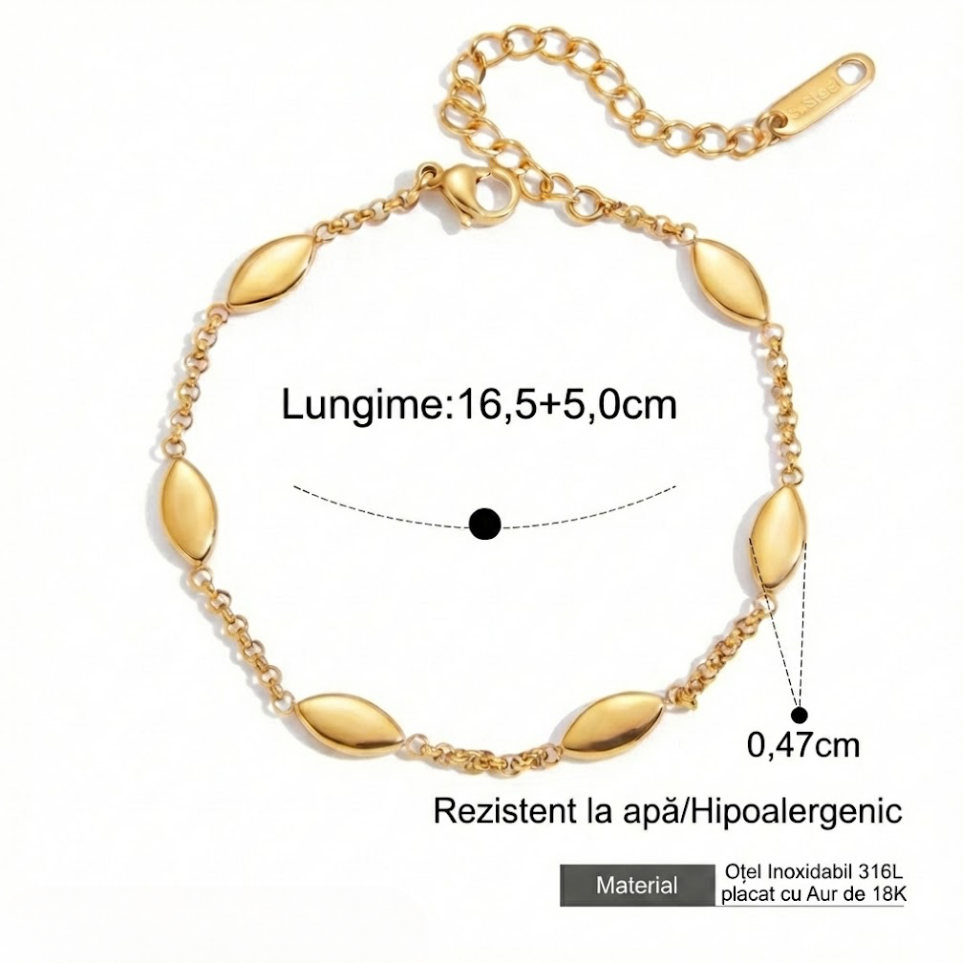 Brățară cu Zale Ovale – Placată cu Aur 18K