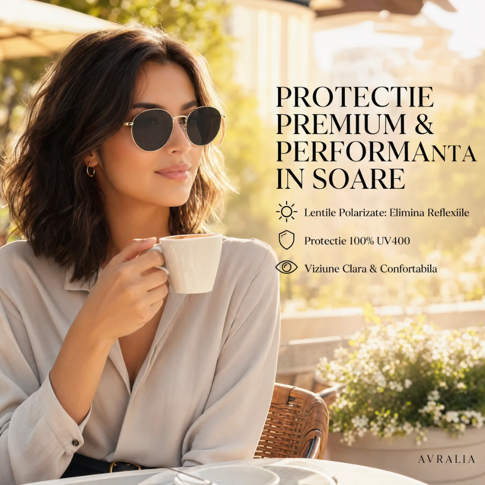 Ochelari Heliomati Damă Rotunzi Vintage – Ramă Aurie