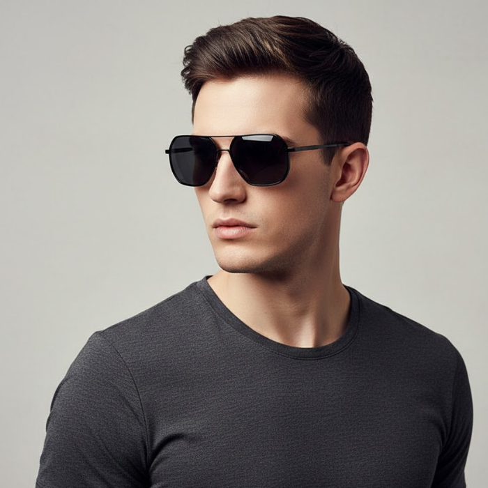 Ochelari de Soare Bărbați Aviator Hexagonal – Lentile UV400