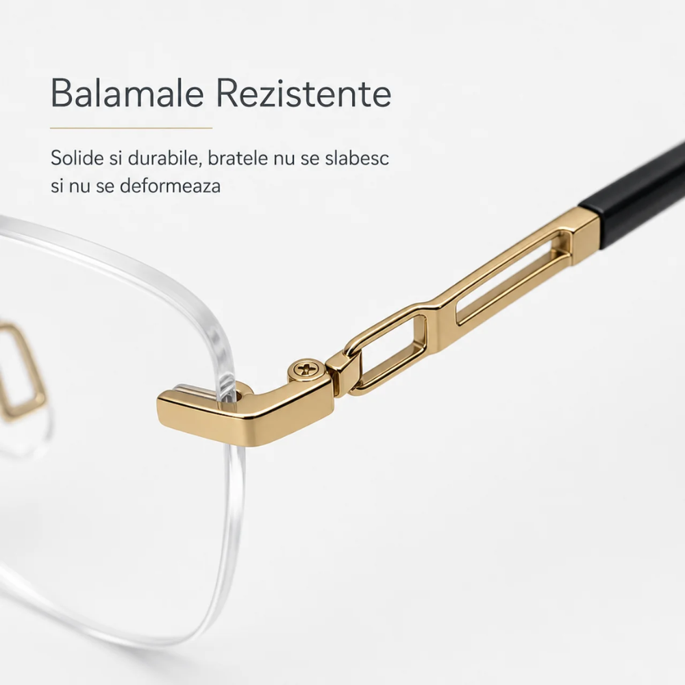 Rame de Ochelari Damă Rimless Auriu cu Clip Soare Magnetic Roz