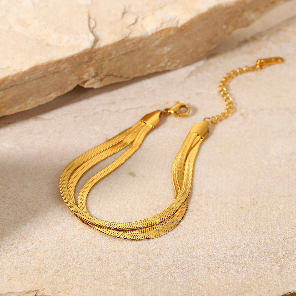 Set 3 Brățări Herringbone Triple – Placate cu Aur 18K