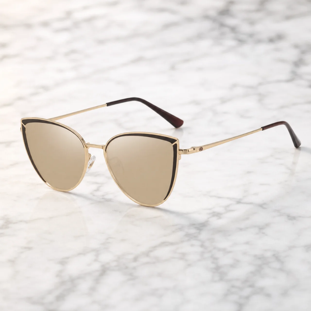 Ochelari Heliomati Damă Cat Eye Auriu – Lentile Oglindă