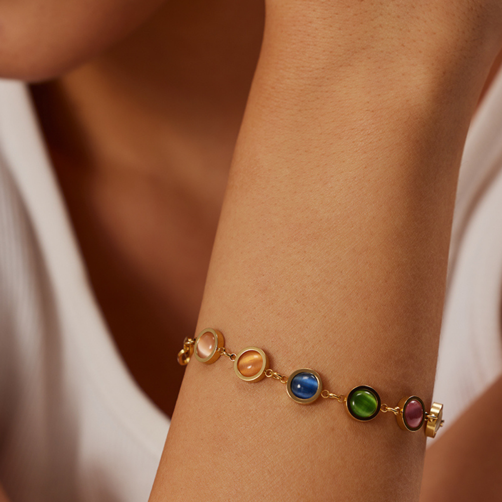 Brățară Pietre Multicolore – Placata cu Aur 18K