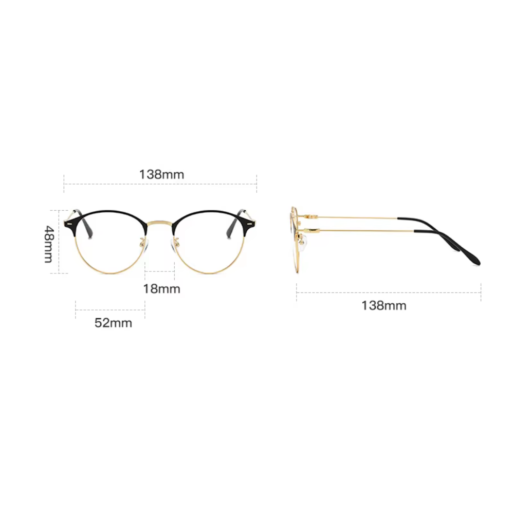 Ochelari Heliomati Damă Rotunzi Retro – Ramă Negru și Auriu