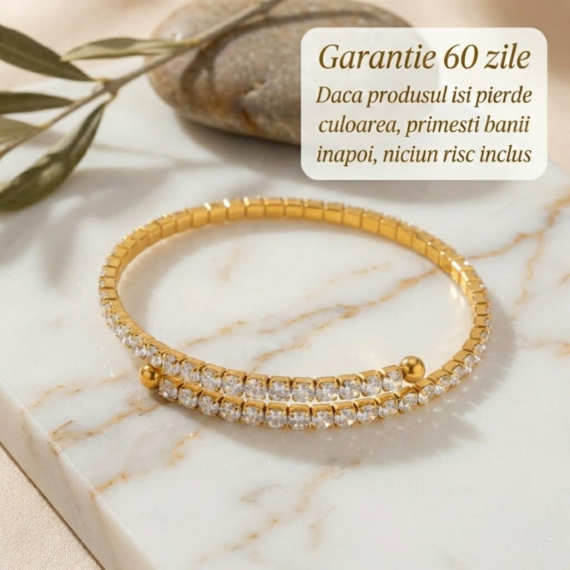 Bratara Tennis Placata cu Aur de 18k si Cristale Zirconiu