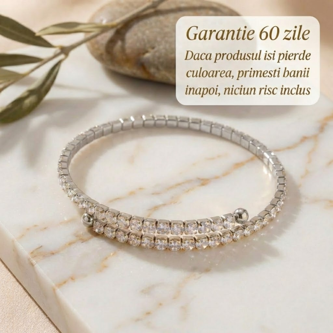 Bratara Tennis Placata cu Aur de 18k si Cristale Zirconiu