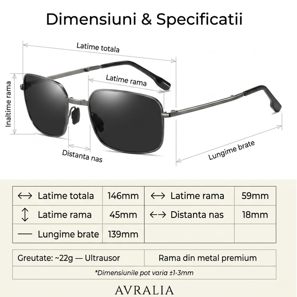 Ochelari Heliomati Bărbați Dreptunghiulari – Ramă Metalică Gun Metal