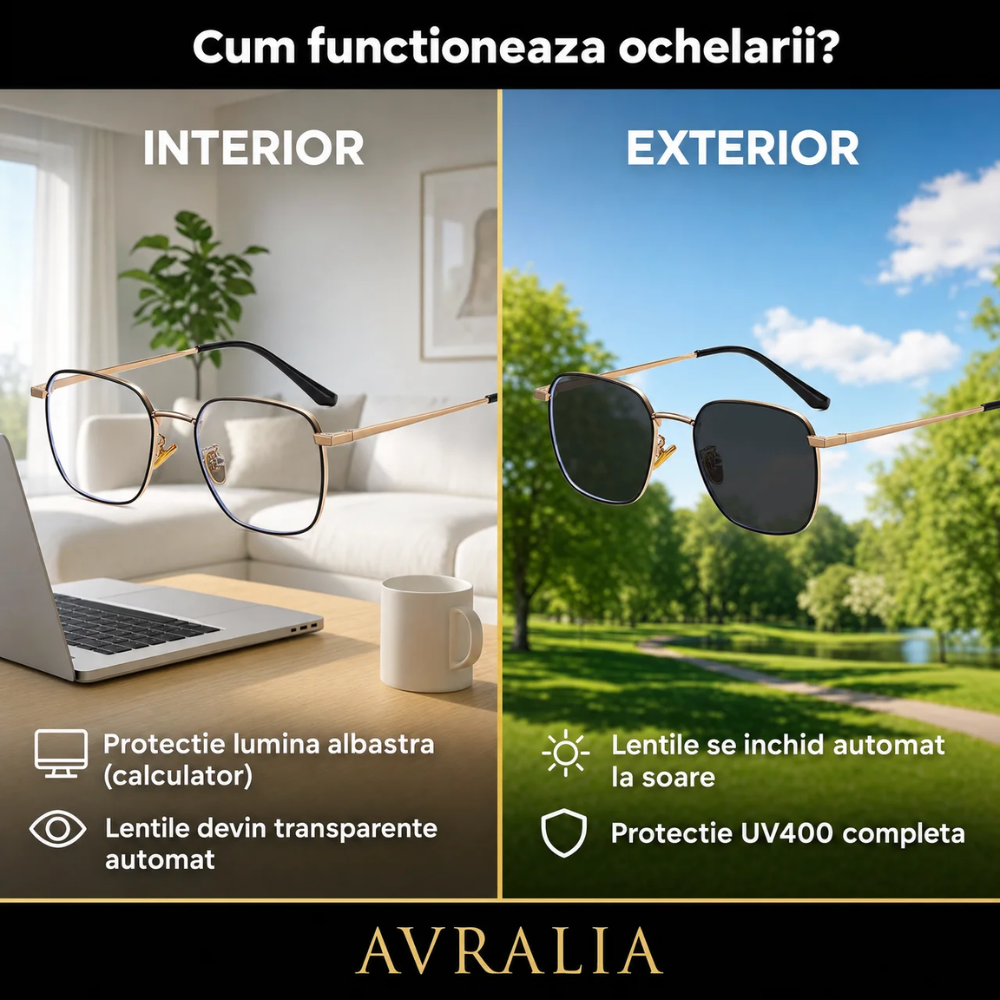 Ochelari Heliomati Bărbați Oversized – Ramă Aurie și Neagră