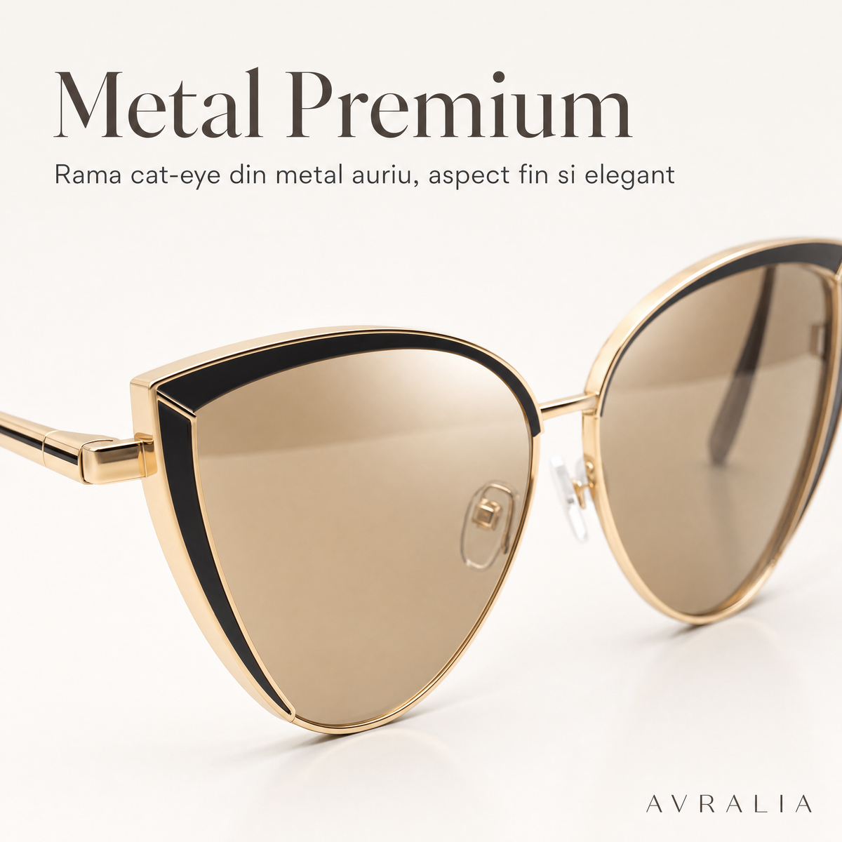 Ochelari de Soare Portofino – Ramă Cat Eye Gold