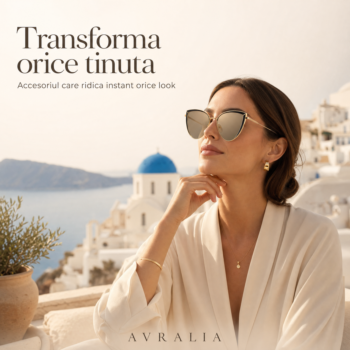 Ochelari de Soare Portofino – Ramă Cat Eye Gold