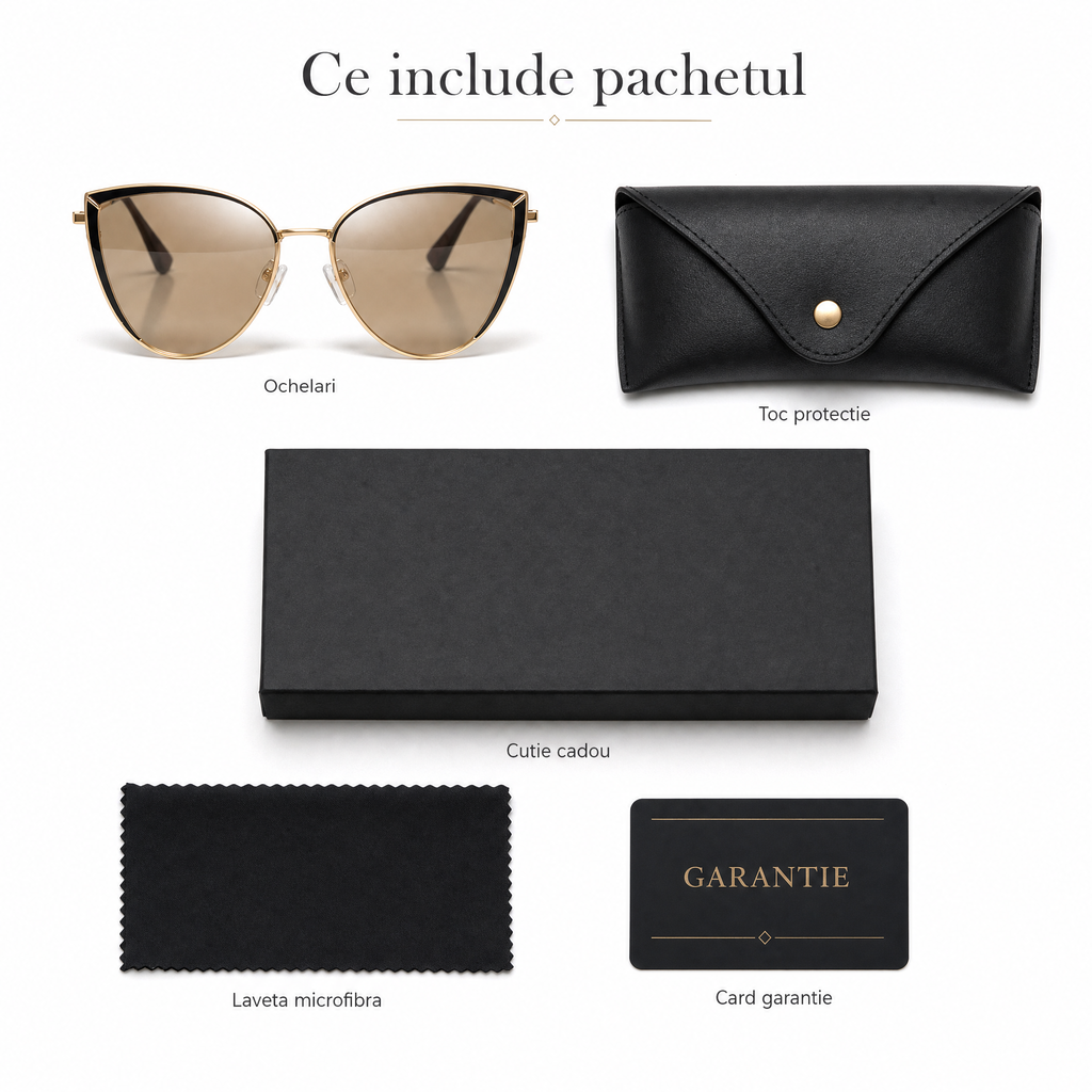 Ochelari de Soare Portofino – Ramă Cat Eye Gold