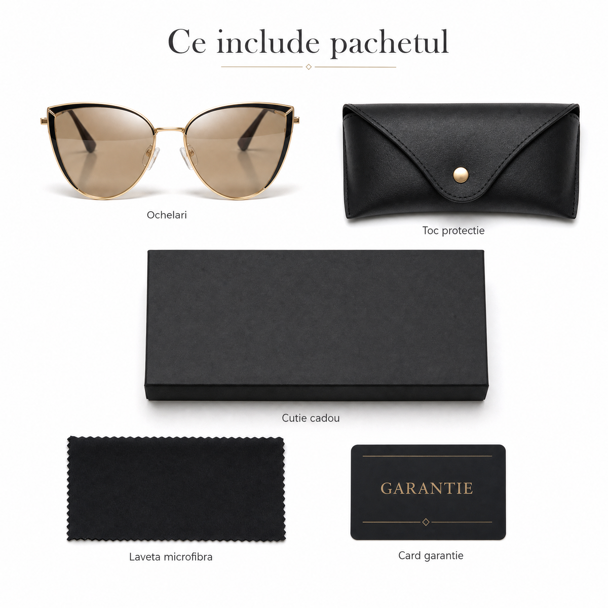 Ochelari de Soare Portofino – Ramă Cat Eye Gold