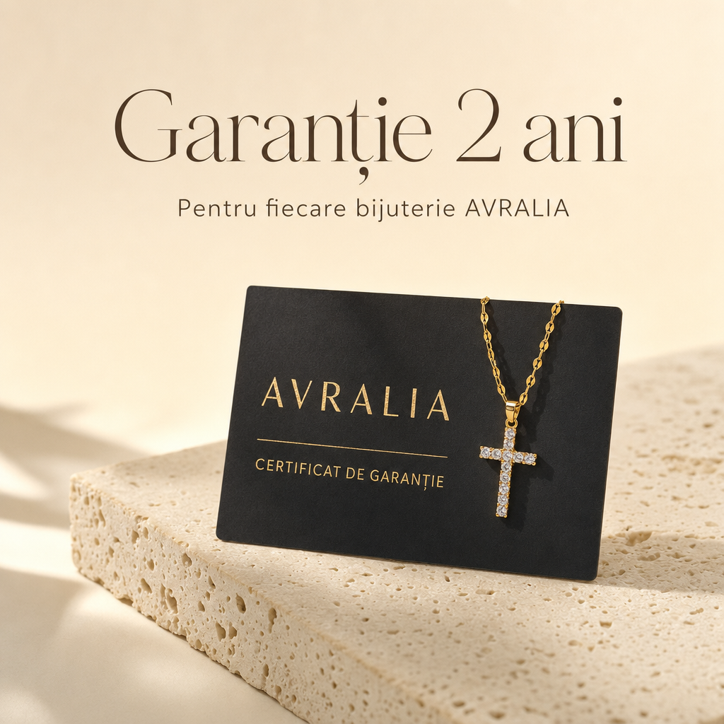 Cadou Fiica - Lănțișor cu cruce placat cu aur 18K AVRALIA
