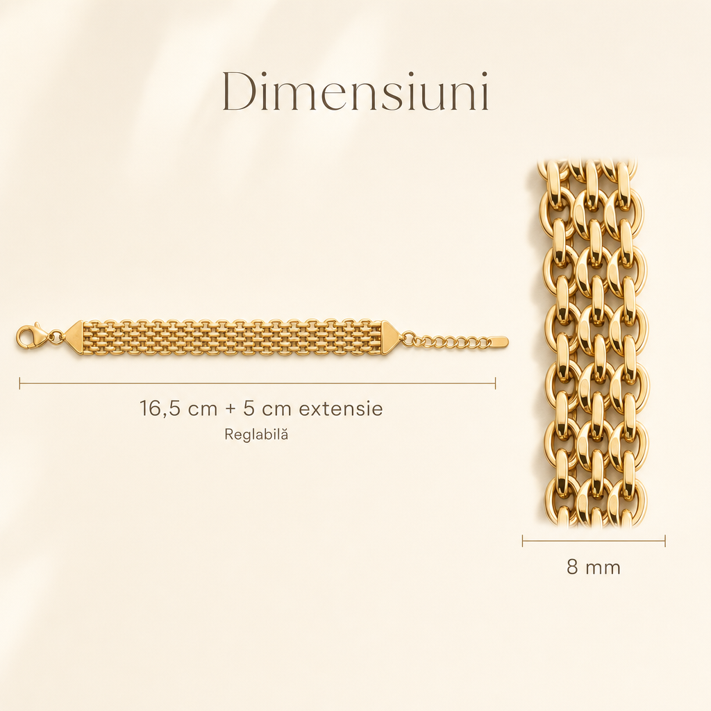 Brățară lată mesh placată cu aur 18K AVRALIA