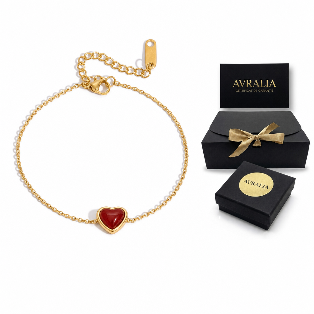 Brățară cu inimă roșie placată cu aur 18K AVRALIA