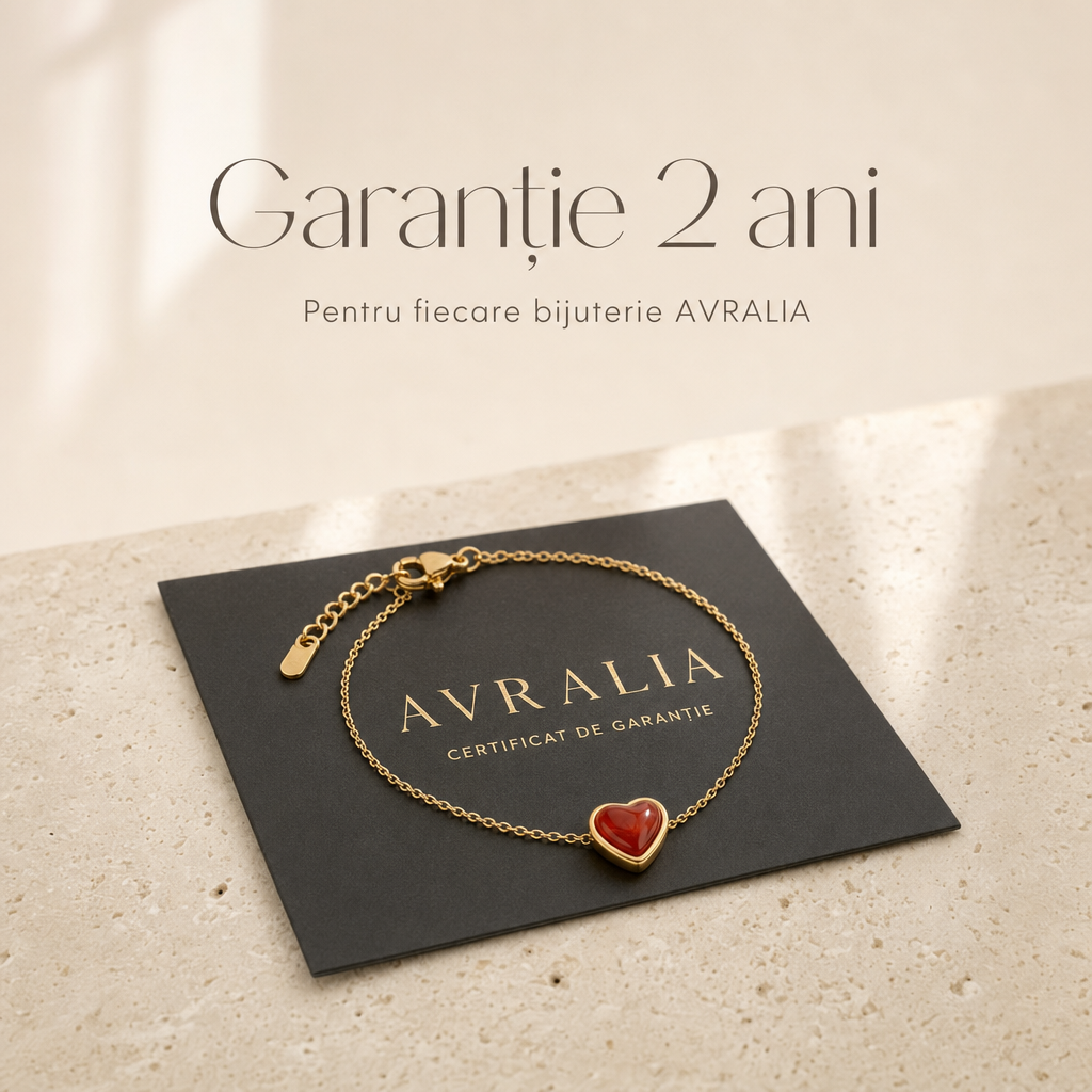 Brățară cu inimă roșie placată cu aur 18K AVRALIA