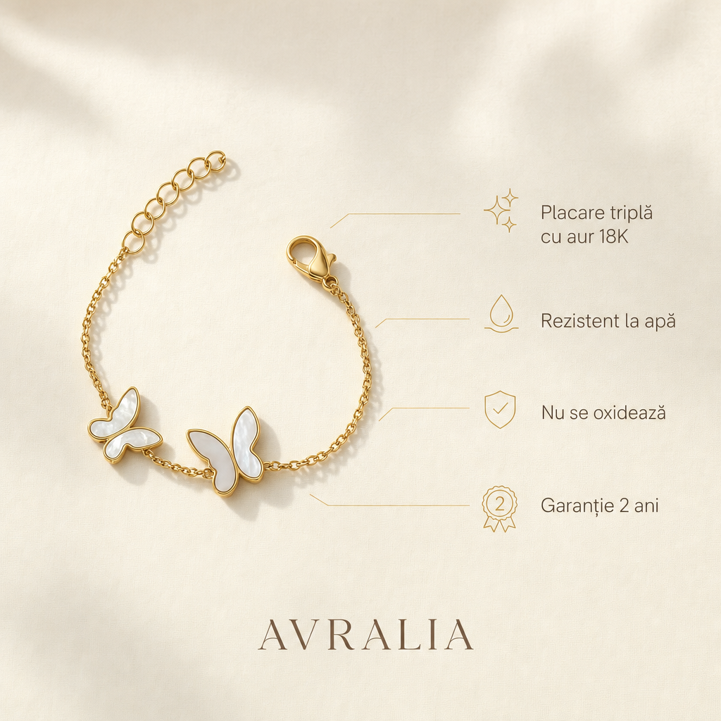 Brățară cu fluturași placată cu aur 18K AVRALIA