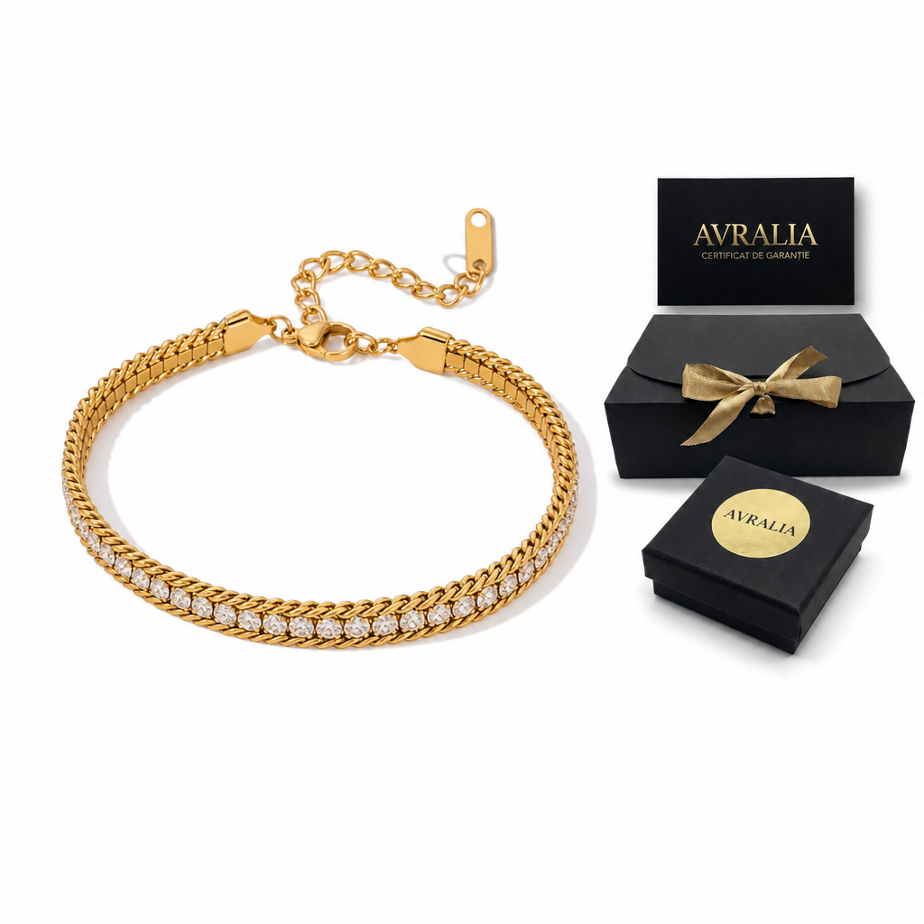 Brățară tennis dublă placată cu aur 18K AVRALIA