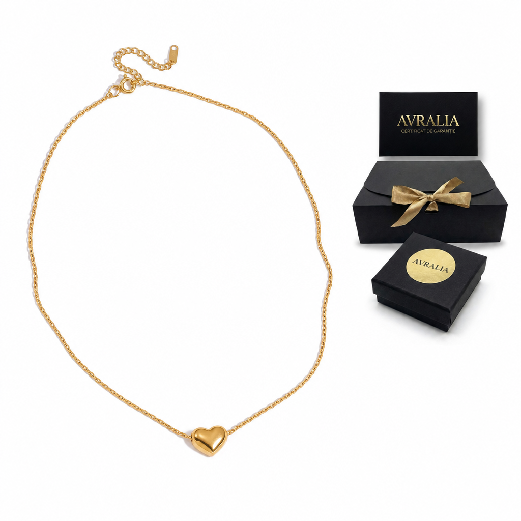 Lănțișor cu inimă placat cu aur 18K AVRALIA
