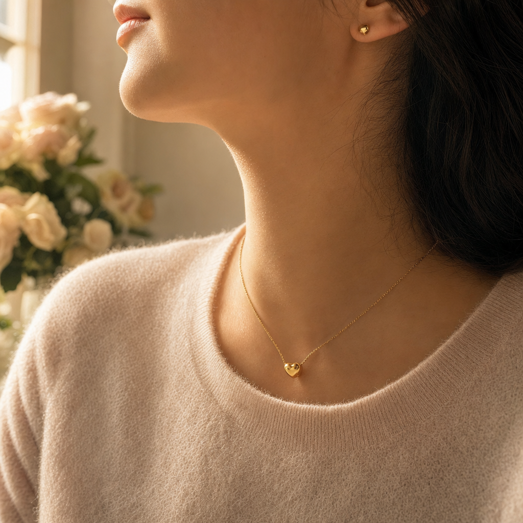 Cadou Soție - Lănțișor cu inimă placat cu aur 18K AVRALIA