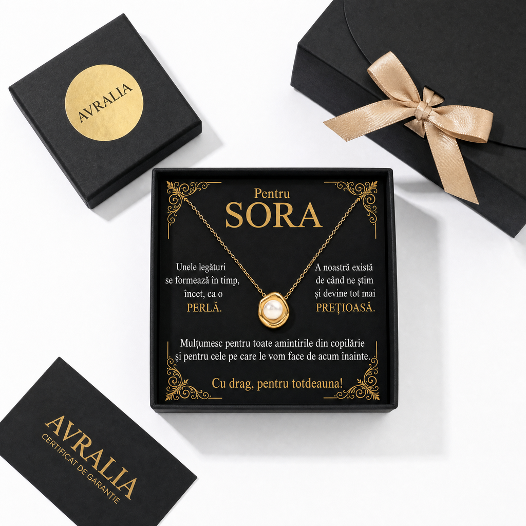 Cadou Sora - Lănțișor cu perlă placat cu aur 18K AVRALIA