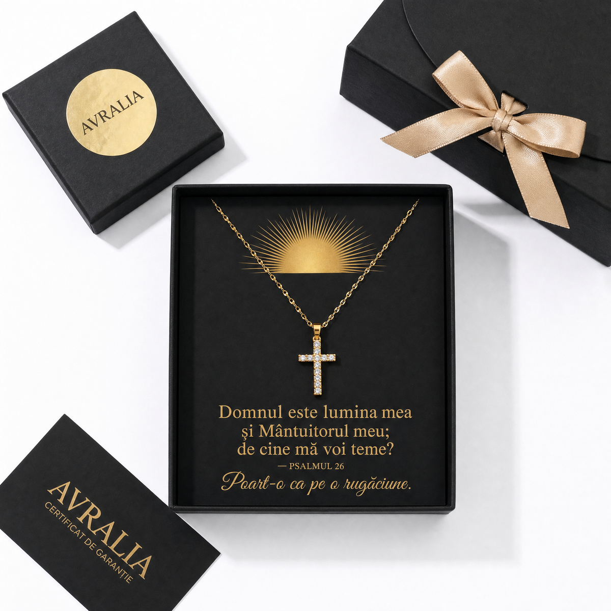 Cadou Religios - Lănțișor cu cruce placat cu aur 18K AVRALIA